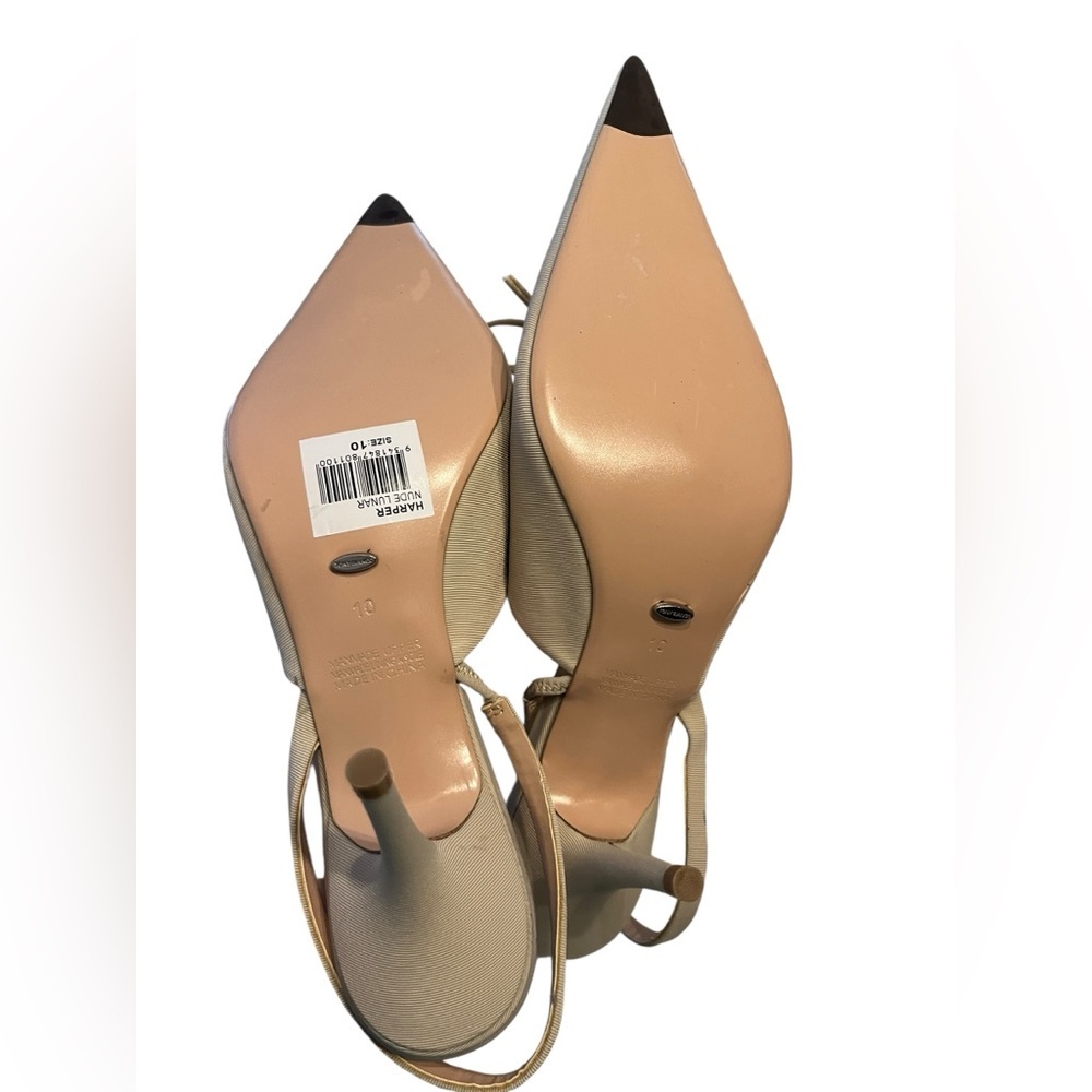 Tony Bianco Beige Pointed Toe Slingback Heels with Bow - Picture 8 of 11